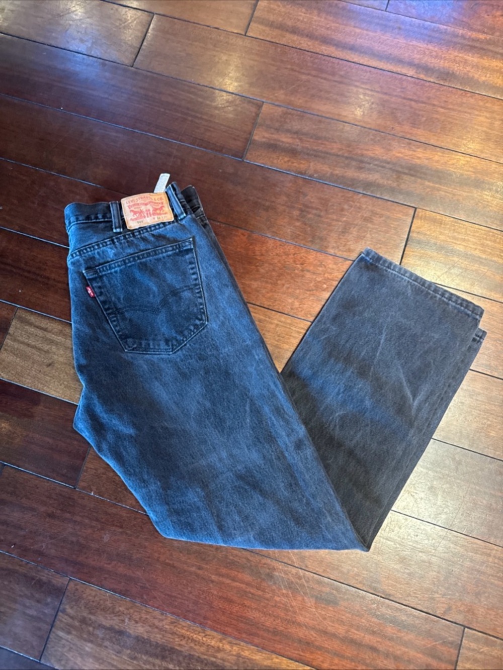 Levis 505 Regular Fit Straight Leg Black Dark Wash Denim Mens Jeans 38x34